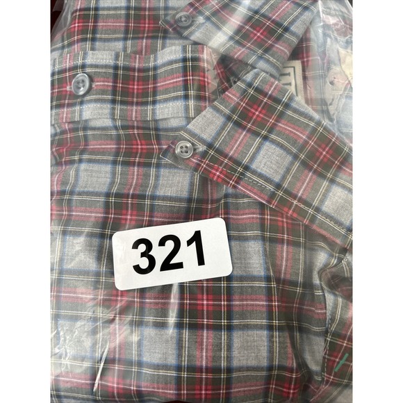 LL Bean Wrinkle Free Traditional Fit‎ Red Grey Plaid Long Sleeve Button Down M - Picture 7 of 7
